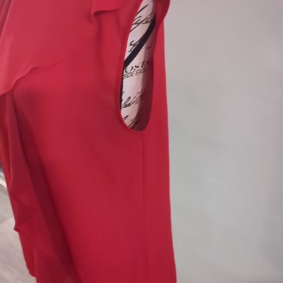 **3/$10** New York & Company Red Ruffle Blouse Size Medium - Picture 3 of 7
